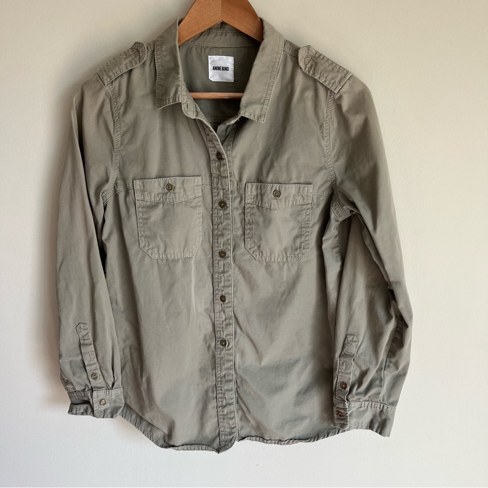 Anine Bing Women’s Classic Military Moto Button Front Shirt Size XS 100% Cotton